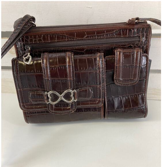 BRIGHTON SMALL BROWN ANIMAL PRINT CROSSBODY BAG WITH POCKETS - Picture 3 of 16